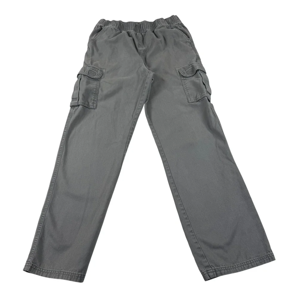 Place Boys Cargo Pants Size 16 Gray Pull On Elastic Waist Utility Straight Leg